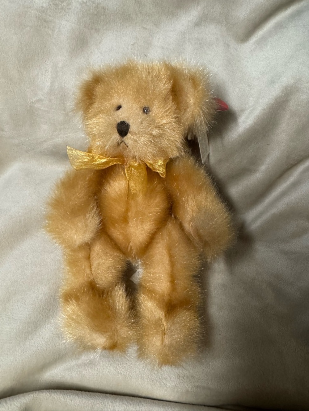 2/$15 Vintage Pennington Russ Golden Plush Teddy Bear with Satin Ribbon